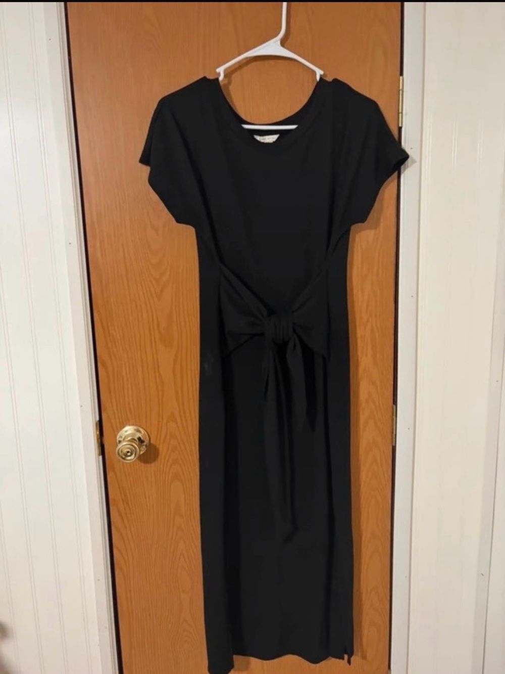 Cato Black Short-Sleeve Tie-Waist Maxi Dress